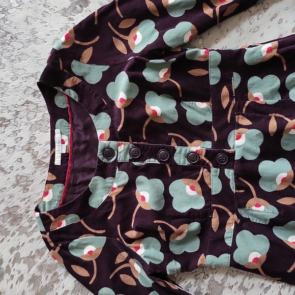 Boden Cord Abstract Floral Print Dress Sz8P - Picture 4 of 8